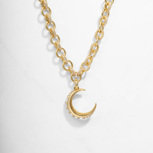 gold crescent chunky necklace