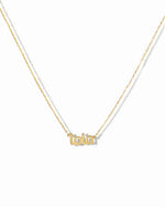 gold name plate necklace.