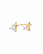 Dainty Cross CZ Stud Earrings