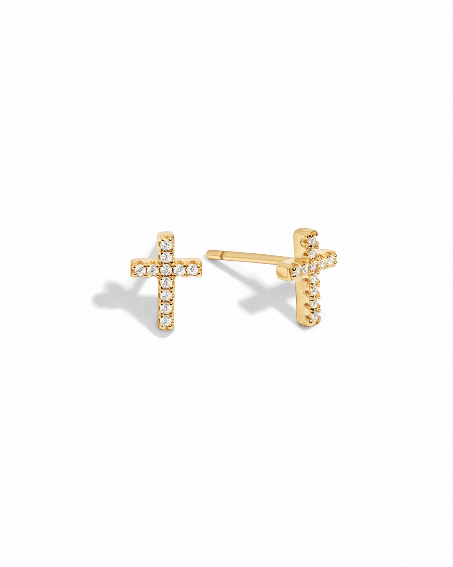Dainty Cross CZ Stud Earrings