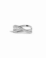 sterling silver ring with diamond slash and double band
