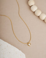 Gold chain dainty love necklace with a diamond pendant