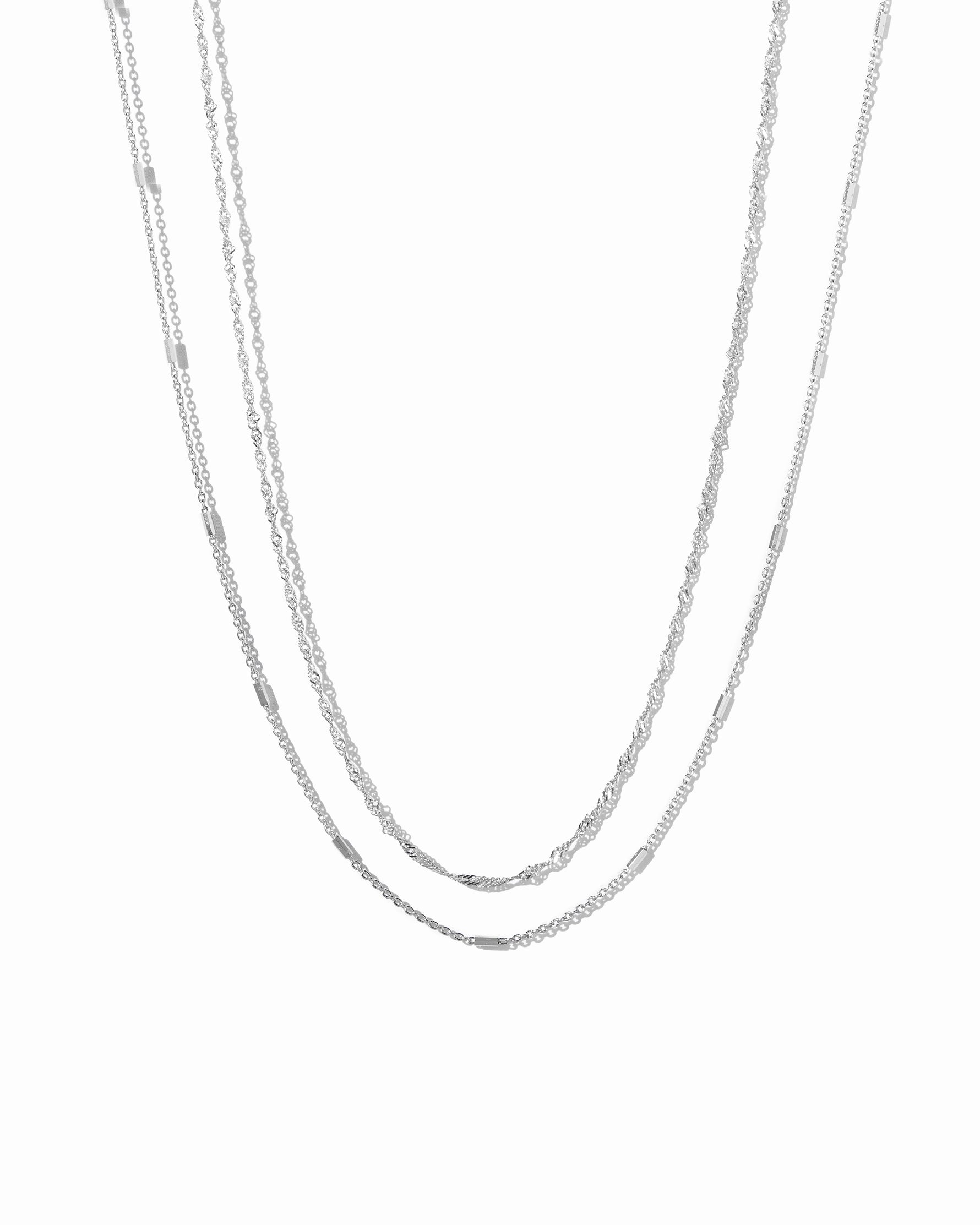 sterling silver dainty layering necklace set