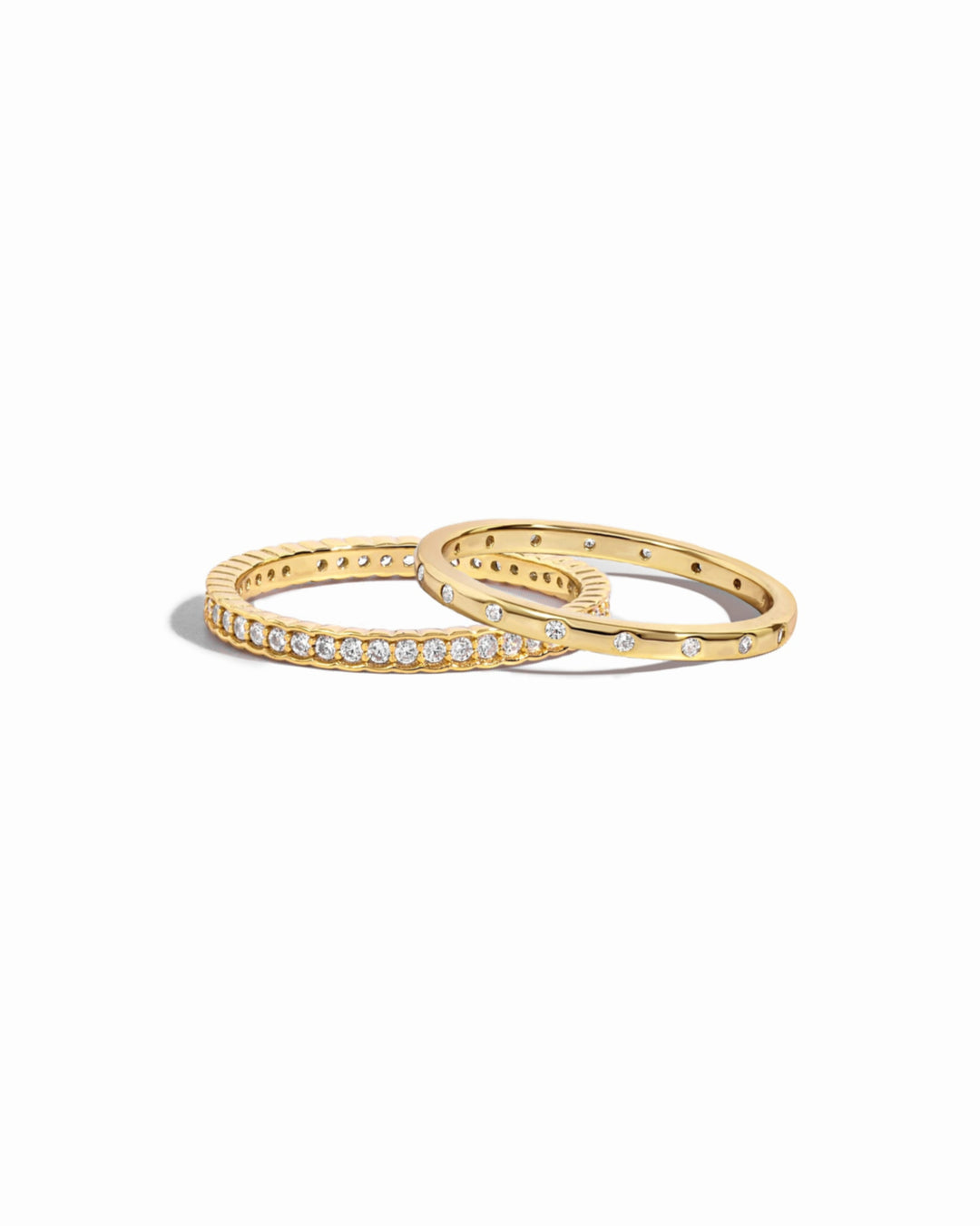Dainty stacking ring set of two from Sami Jewels featuring minimalist gold bands, perfect for everyday wear.