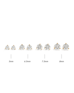 Diamond ring size chart with measurements on a white background
