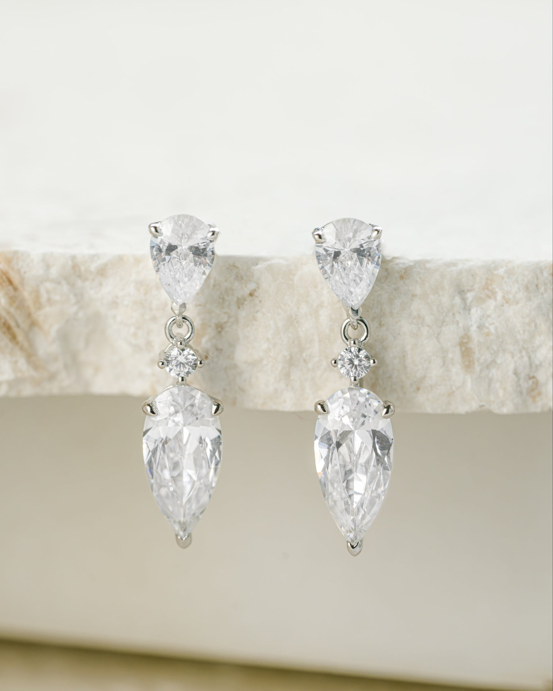 Sterling silver diamond earrings 