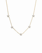 Diamond Flower Necklace with delicate floral design on white background