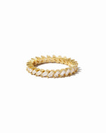 closeup image of slanted stackable baguette eternity ring