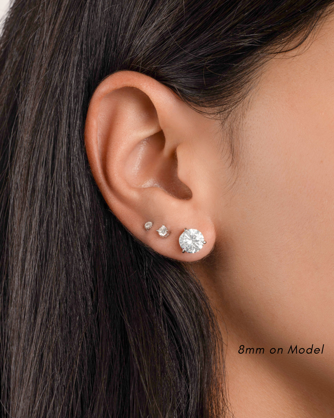 8mm Round Solitaire Stud Earrings