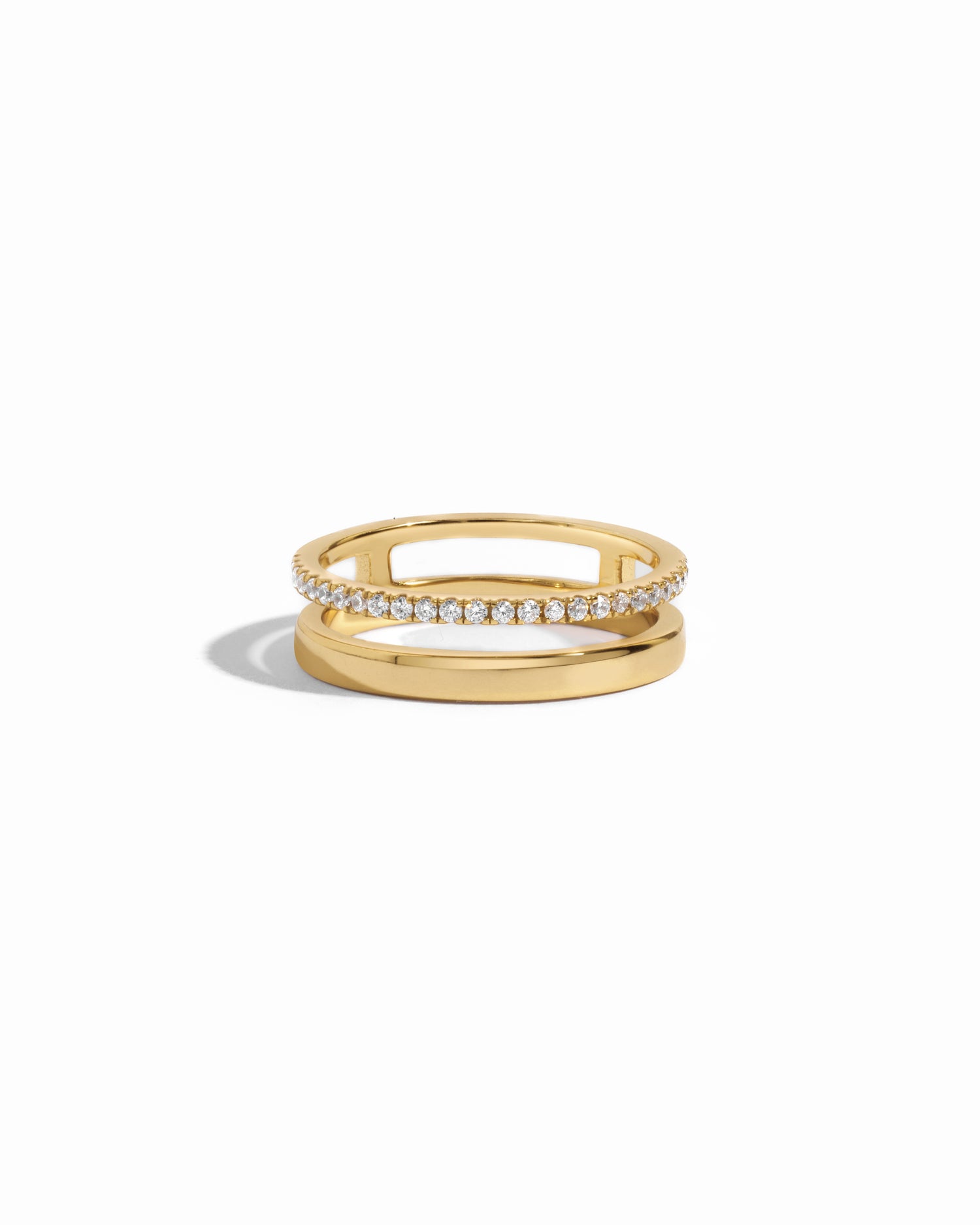 diamond & plain band ring