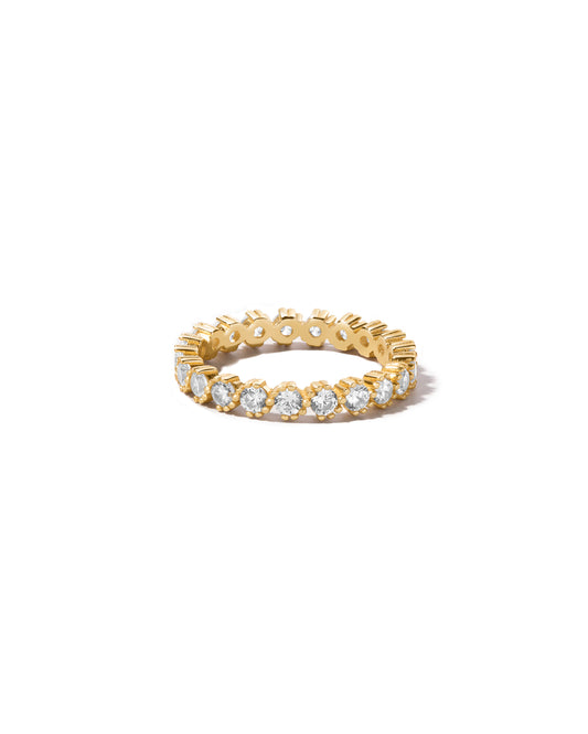 gold eternity ring with cubic zirconia dimaonds