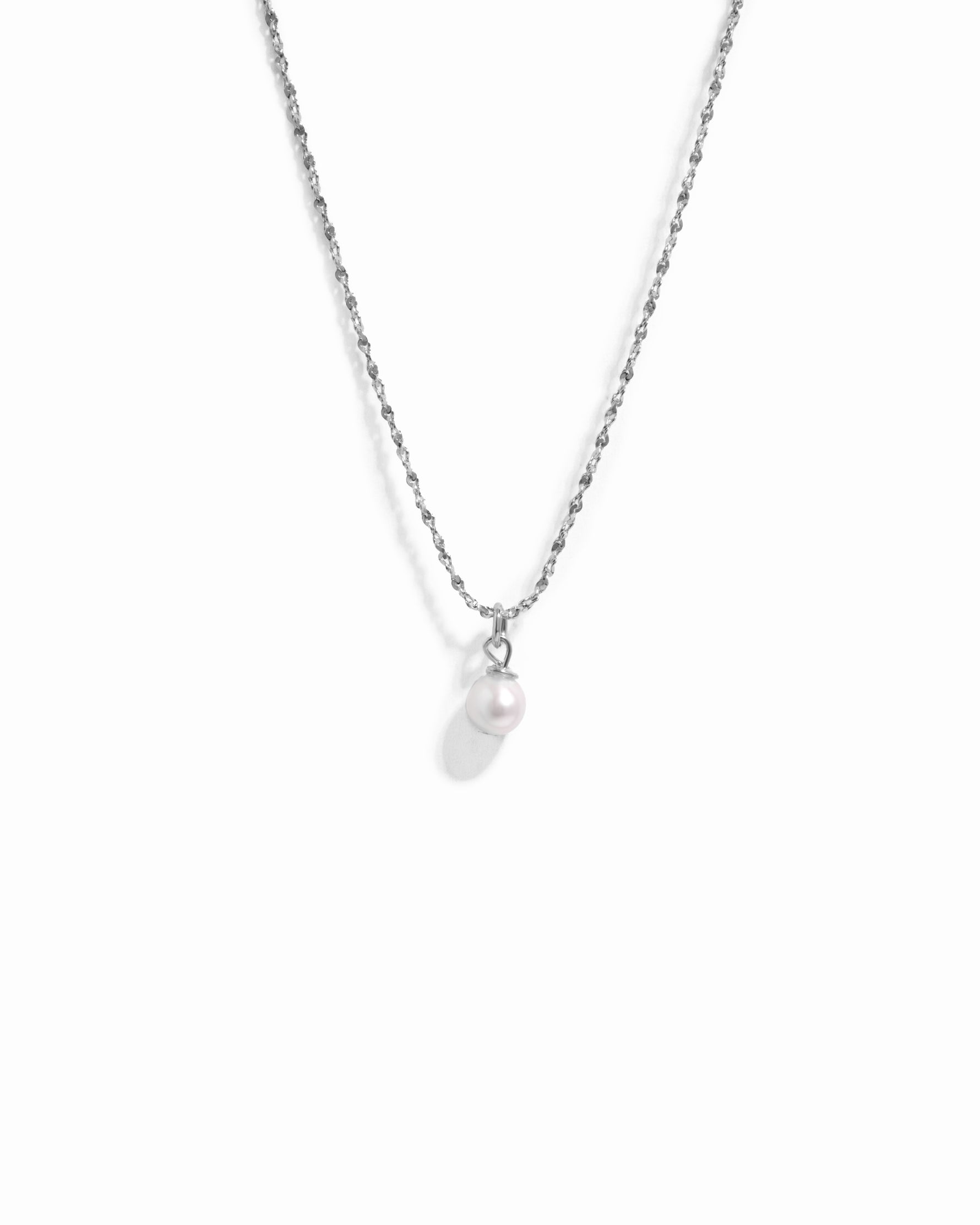 freshwater pearl necklace on a thin silver chain 