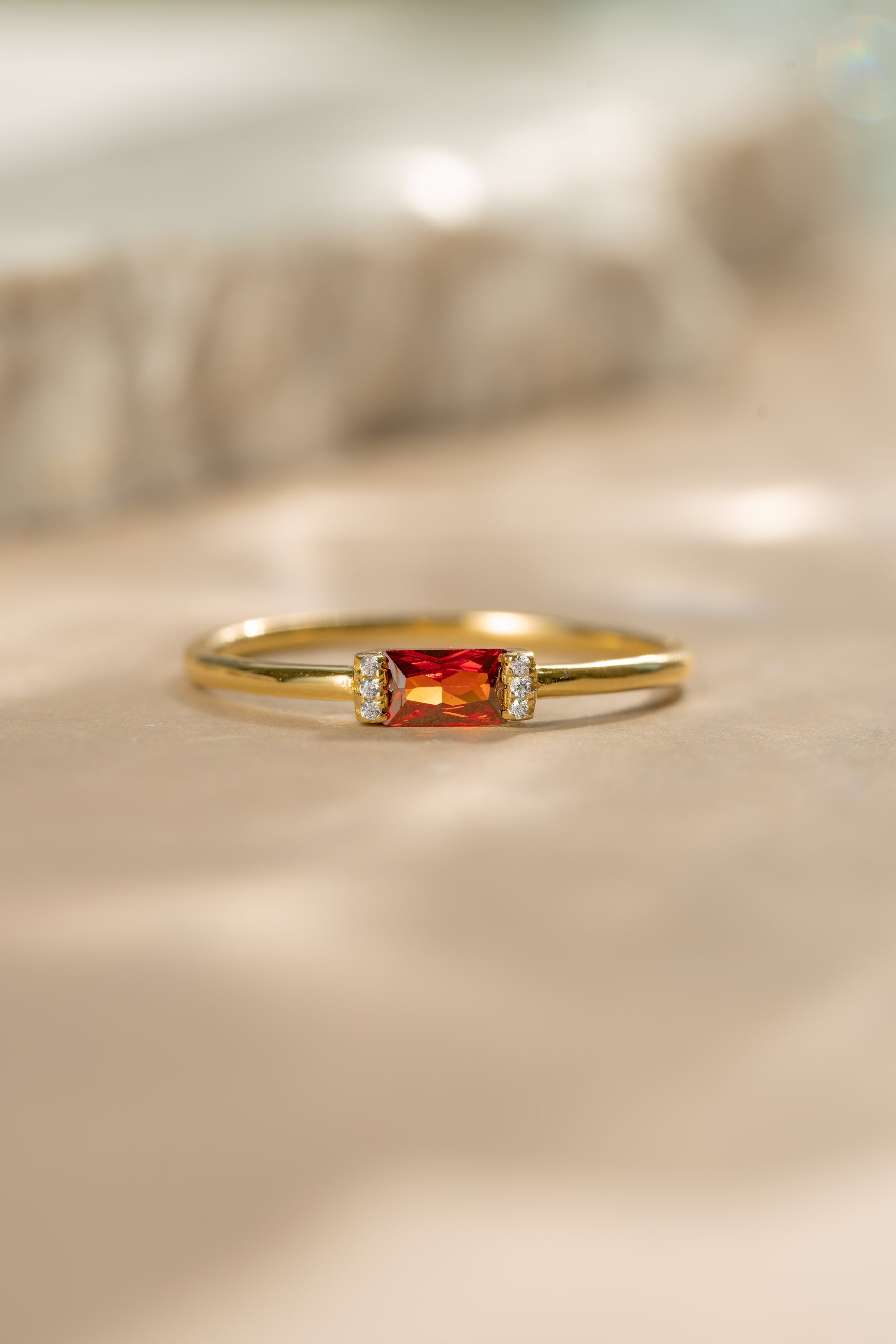 Gold birthstone gemstone ring