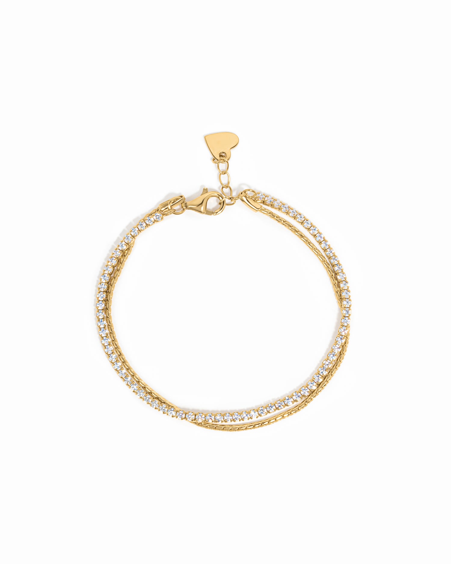 Gold chain bracelet set on a white background