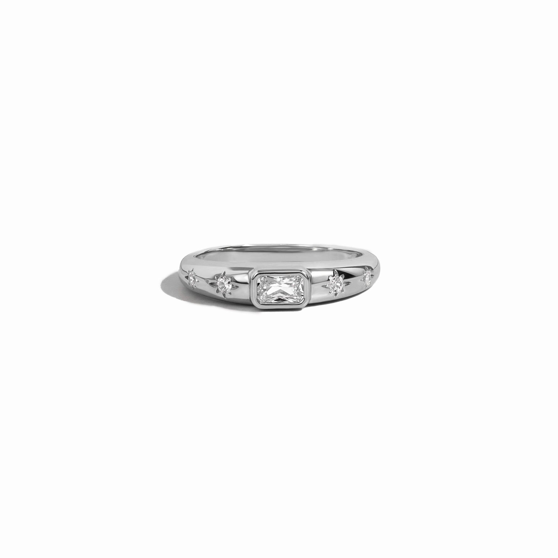 sterling silver baguette dome ring