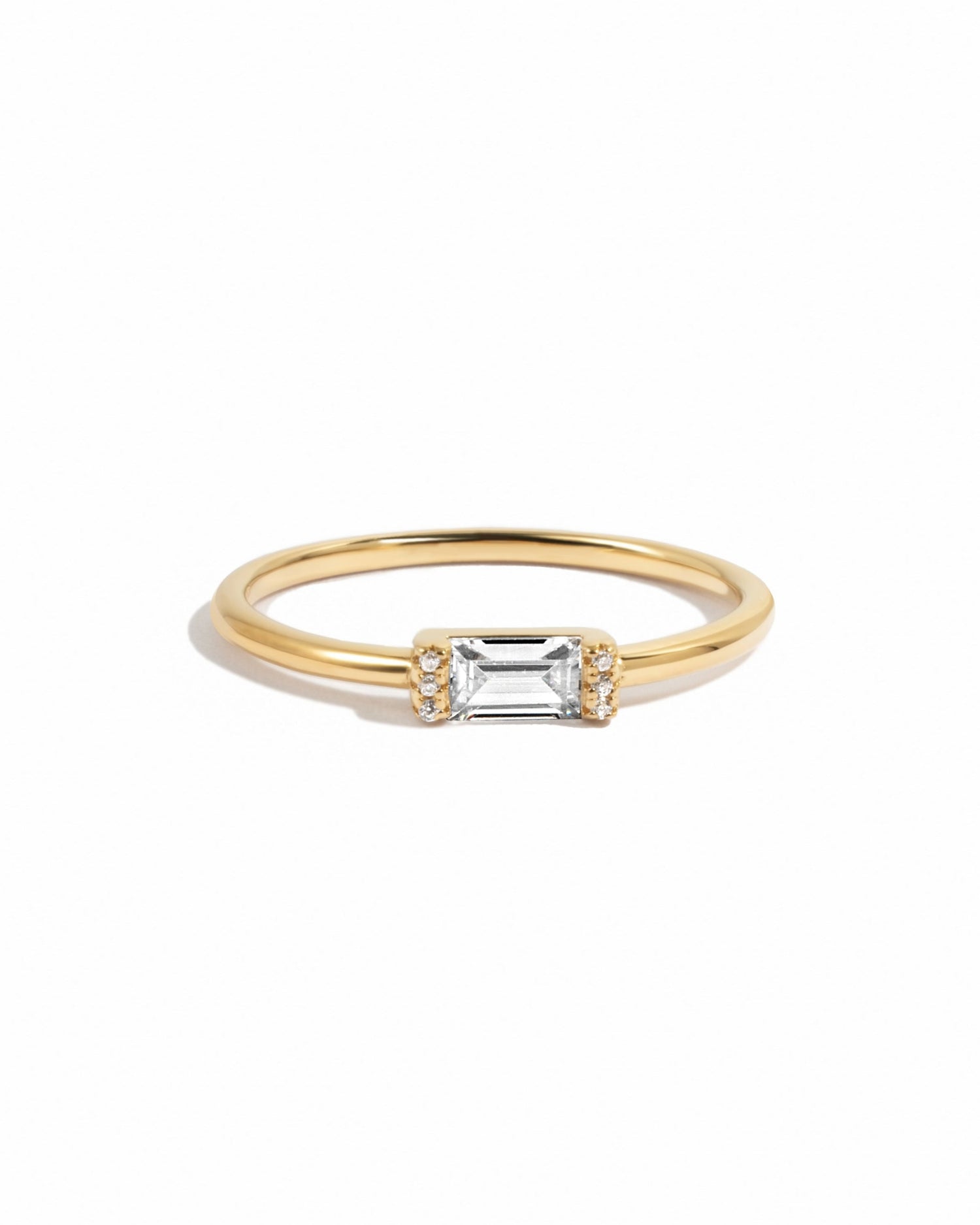 gold baguette cz ring