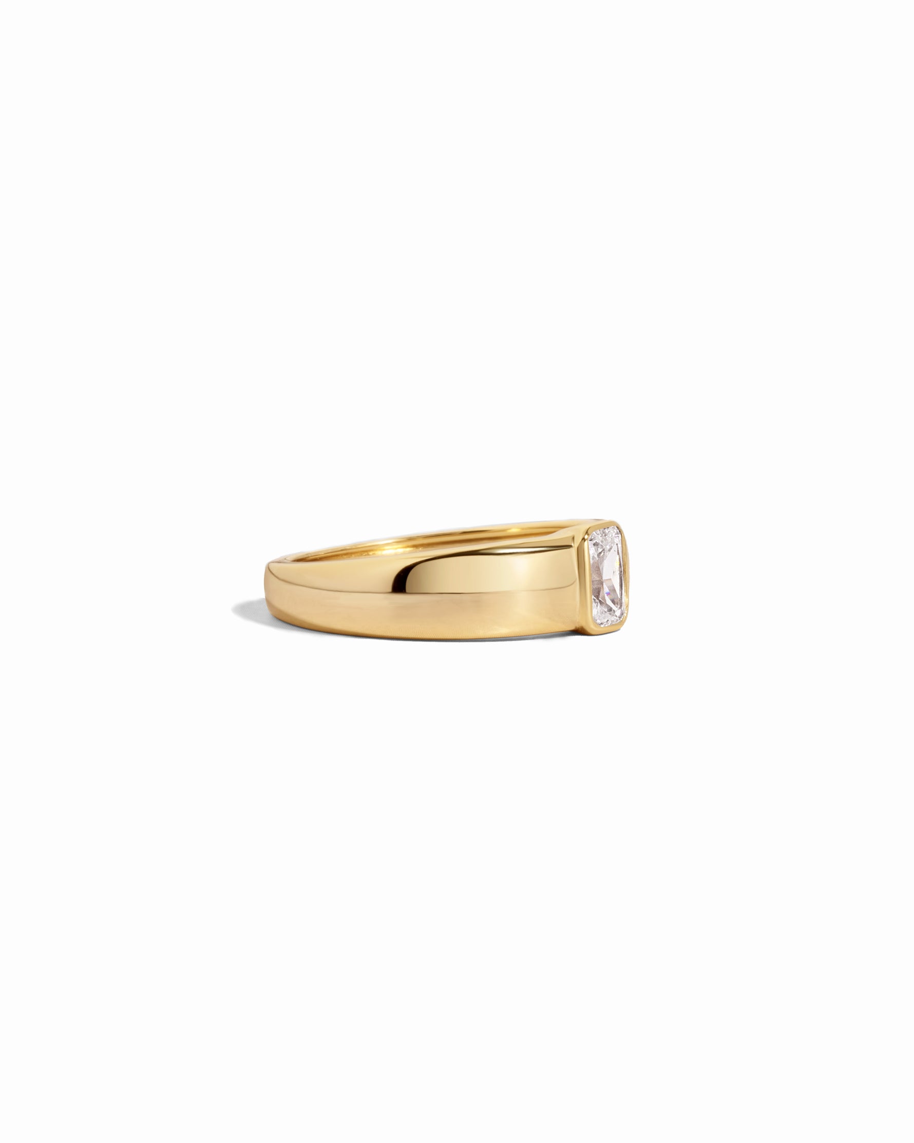 closeup image of statement gold dome ring