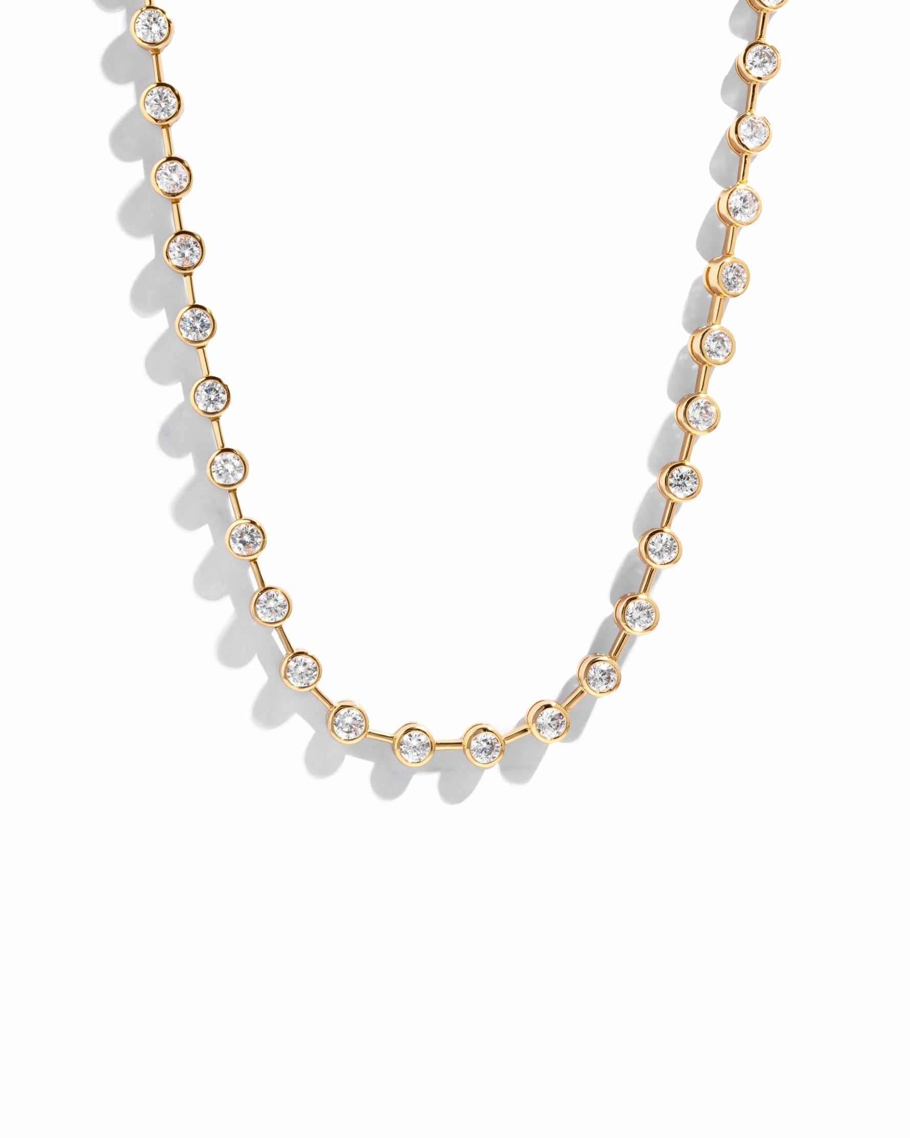 Gold chain diamond tennis necklace