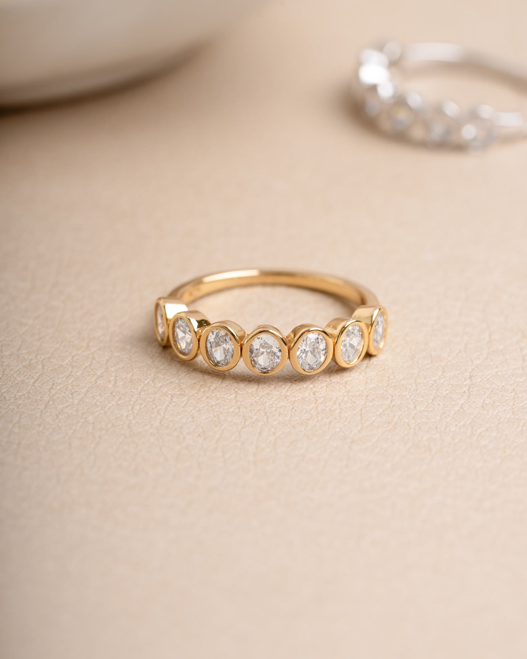 Gold bridesmaid jewelry featuring a gold stackable ring