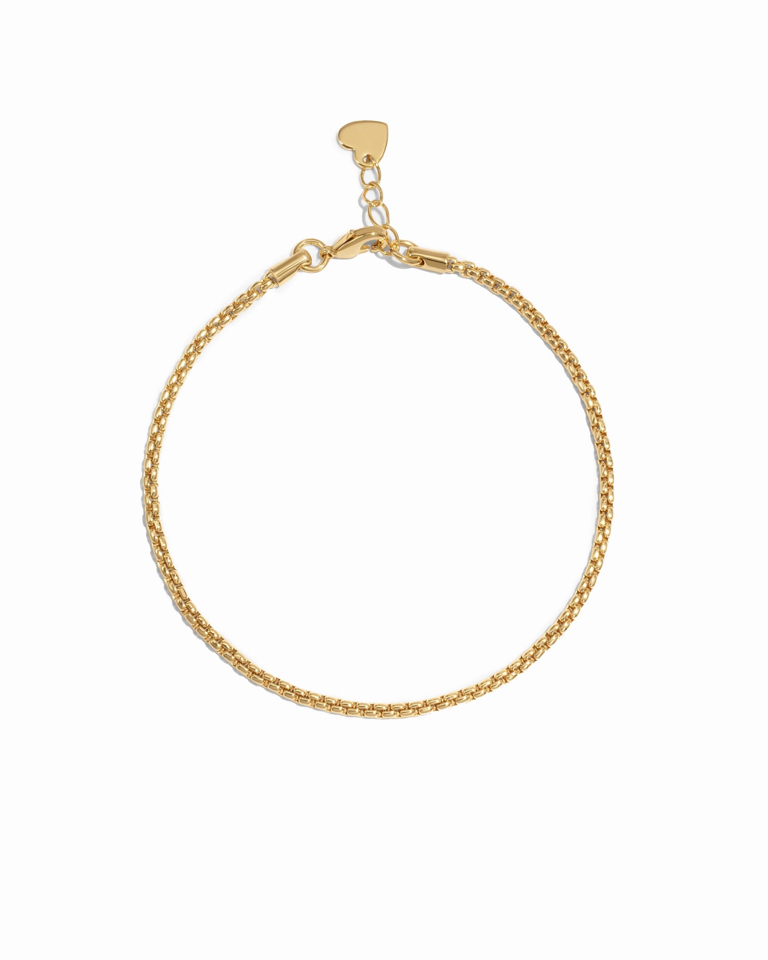 Gold chain bracelet on a white background