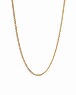 Gold chain necklace on a white background