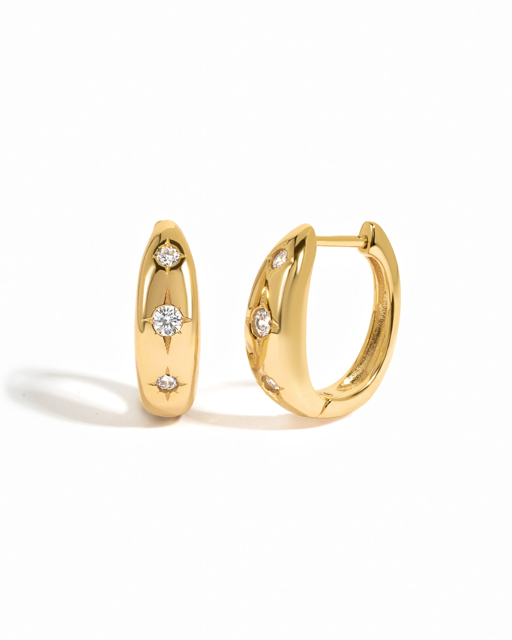 Gold hoop celestial earrings