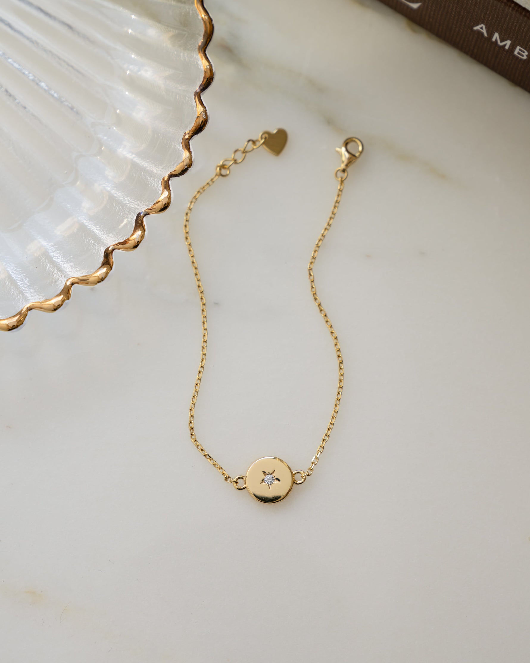 Gold chain dainty charm bracelet