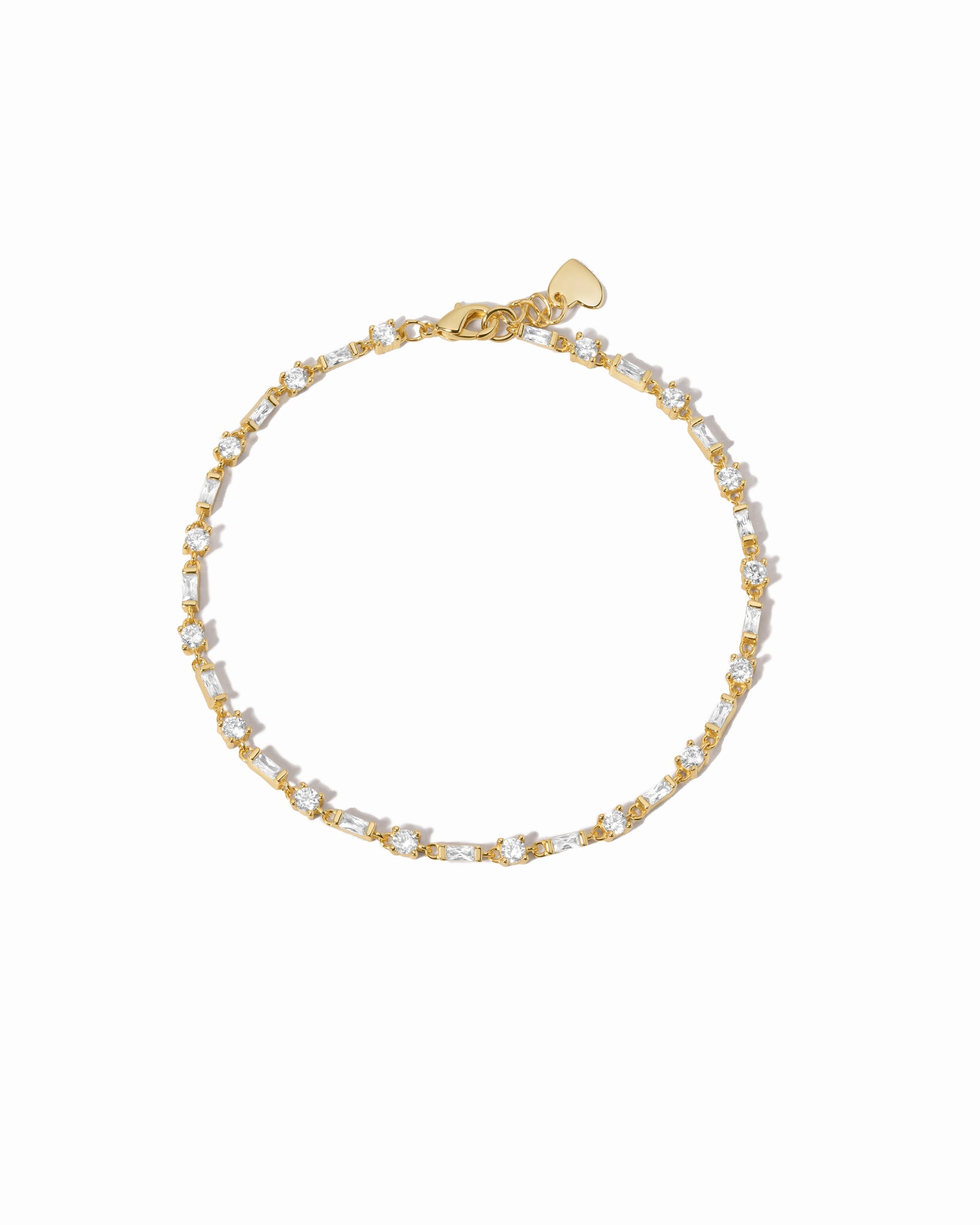 gold dainty baguette & solitaire diamond bracelet