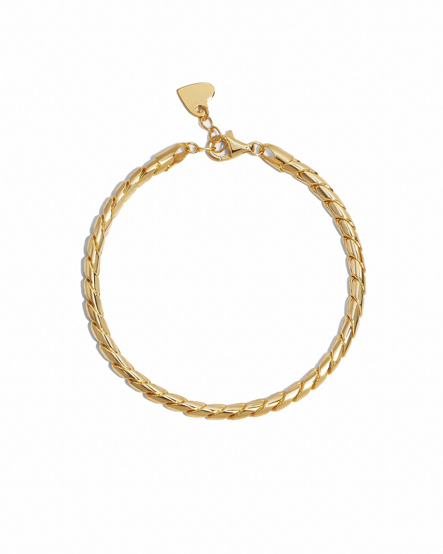 Gold chain bracelet on a white background