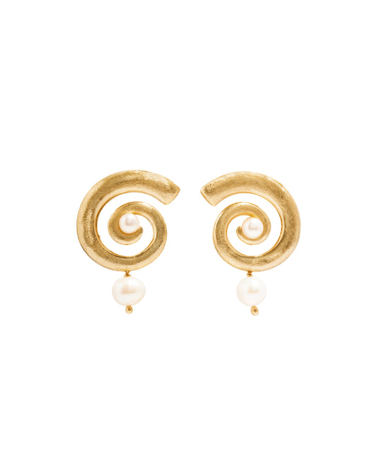 gold  swirl charm dangle earrings