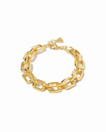 Gold chain bracelet on a white background