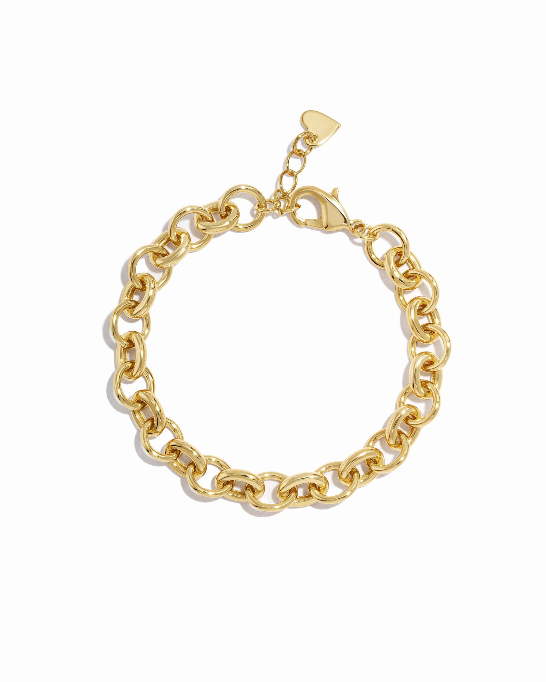 Closeup image of chunky gold bracelet