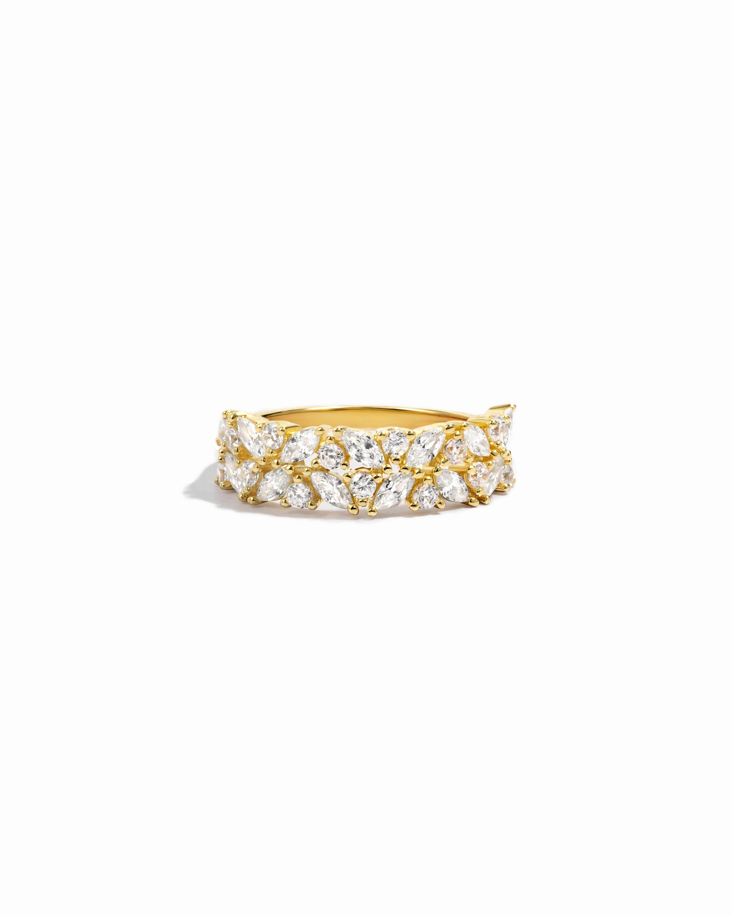 gold diamond cluster ring