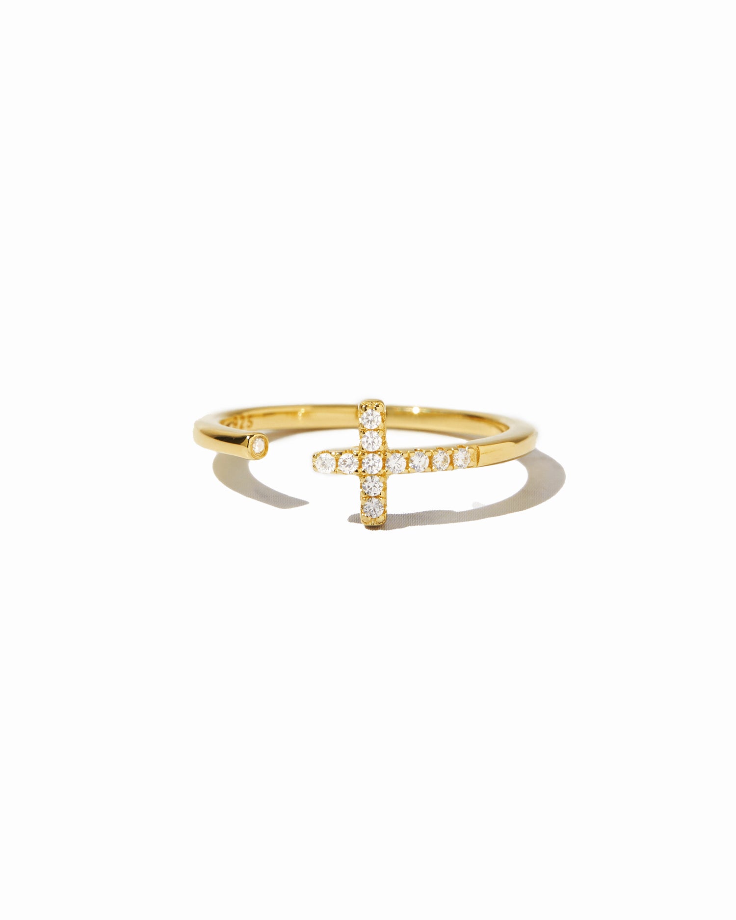 gold cross open cuff ring