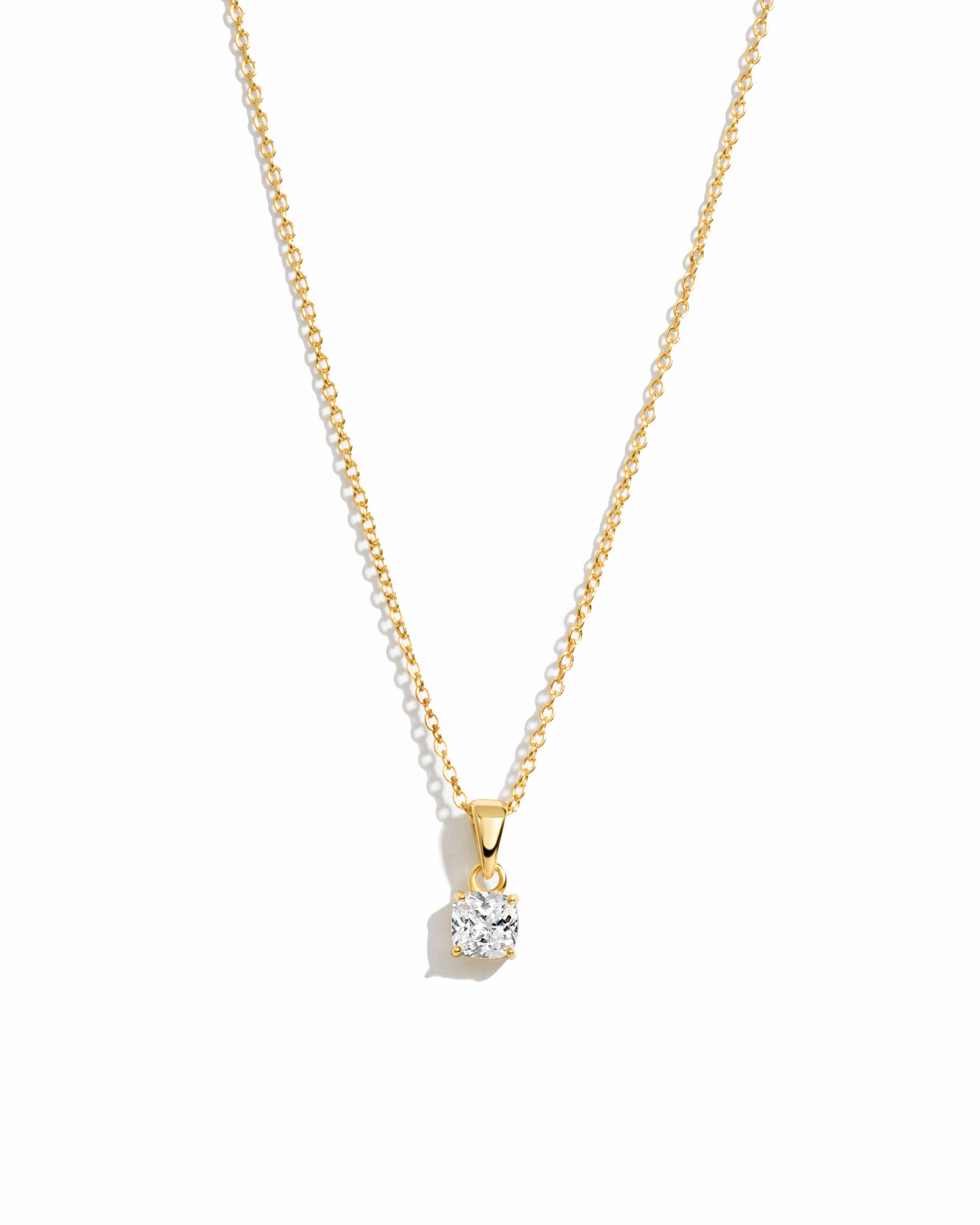 diamond cushion necklace in gold