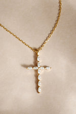 Gold chain dainty necklace confirmation gift on a beige background