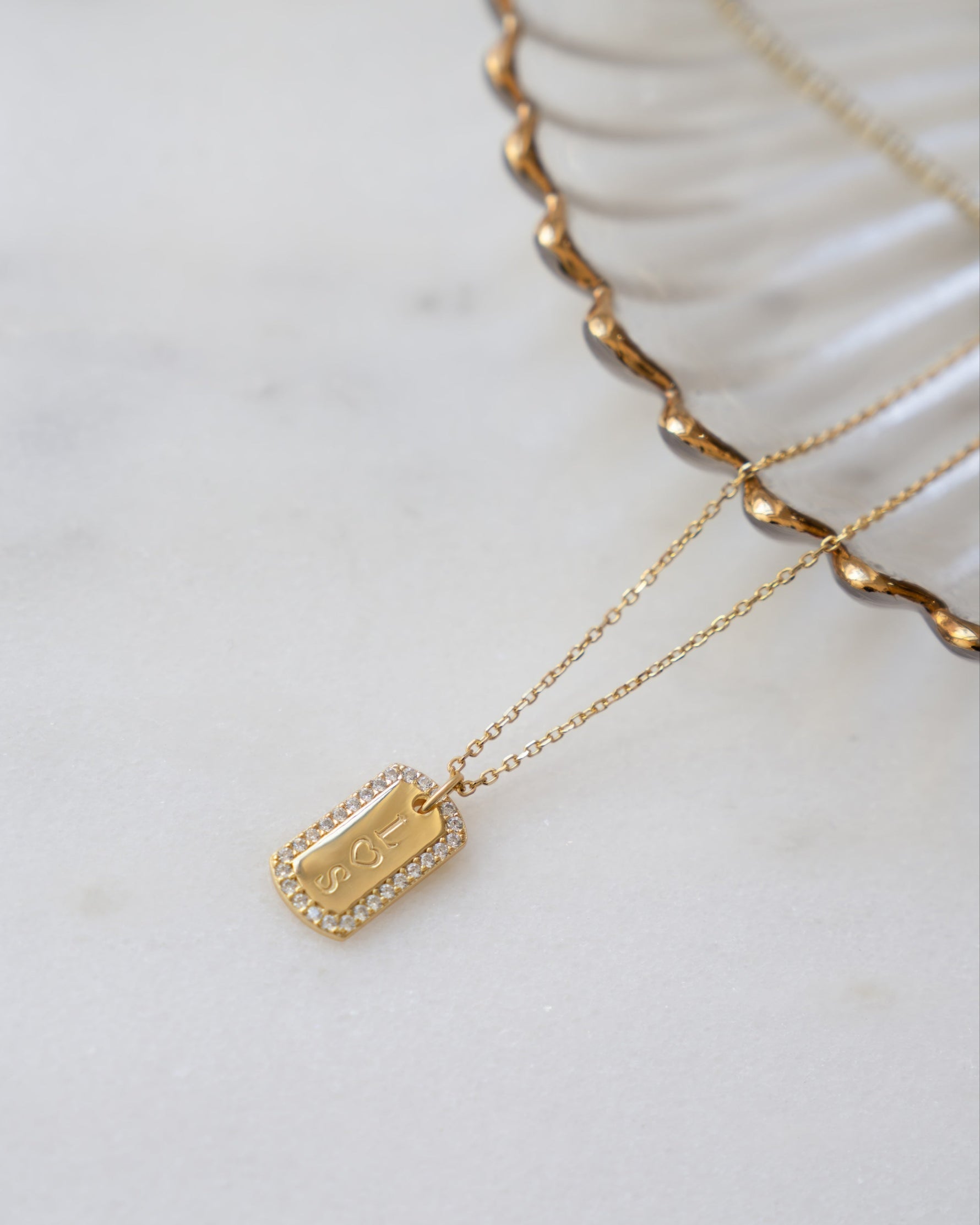 gold anniversary gift necklace featuring a custom pendant