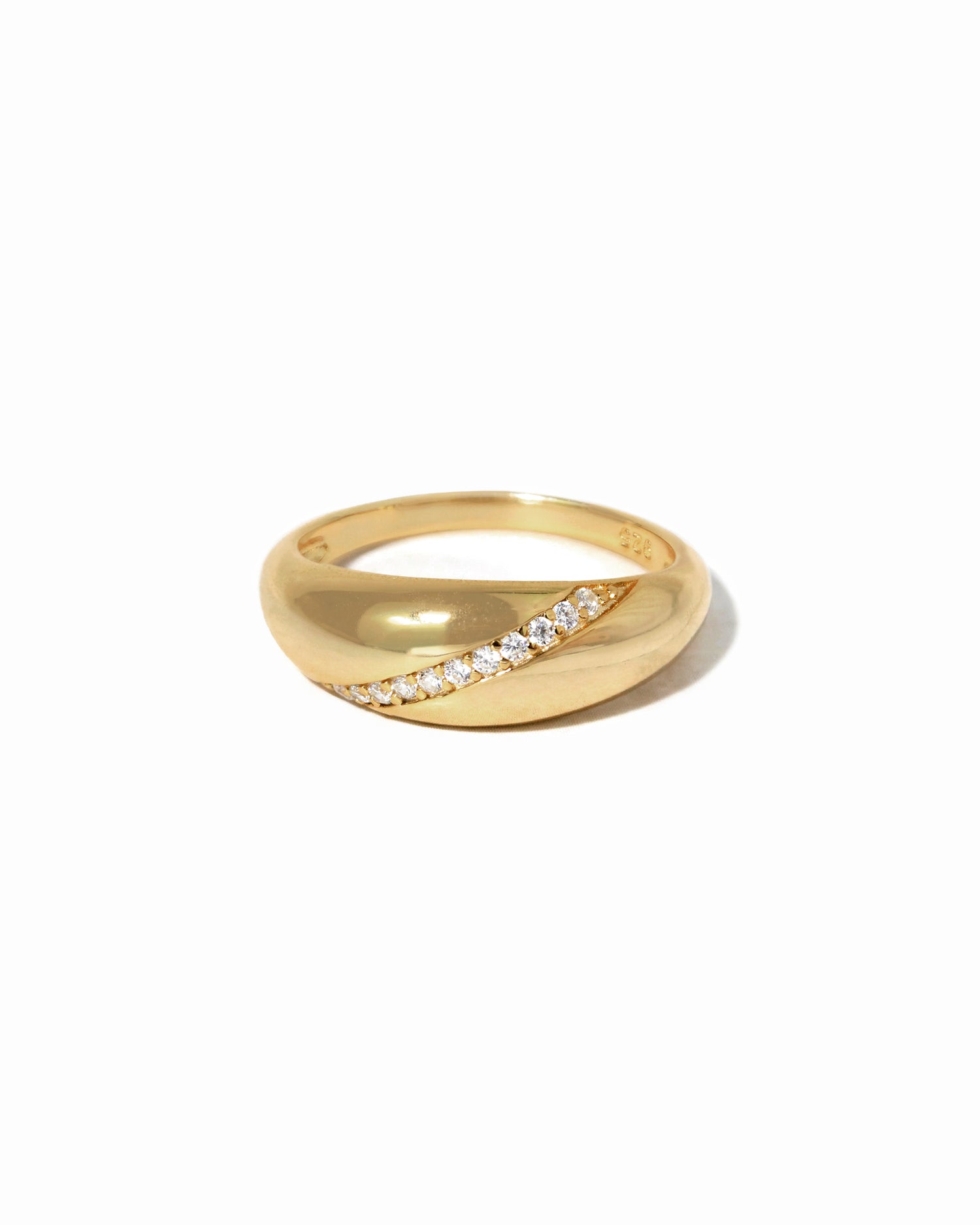 gold dome ring with cz stones