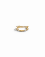 gold earring cuff with double row cz diamonds