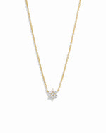 Gold necklace with cubic zirconia flower pendant