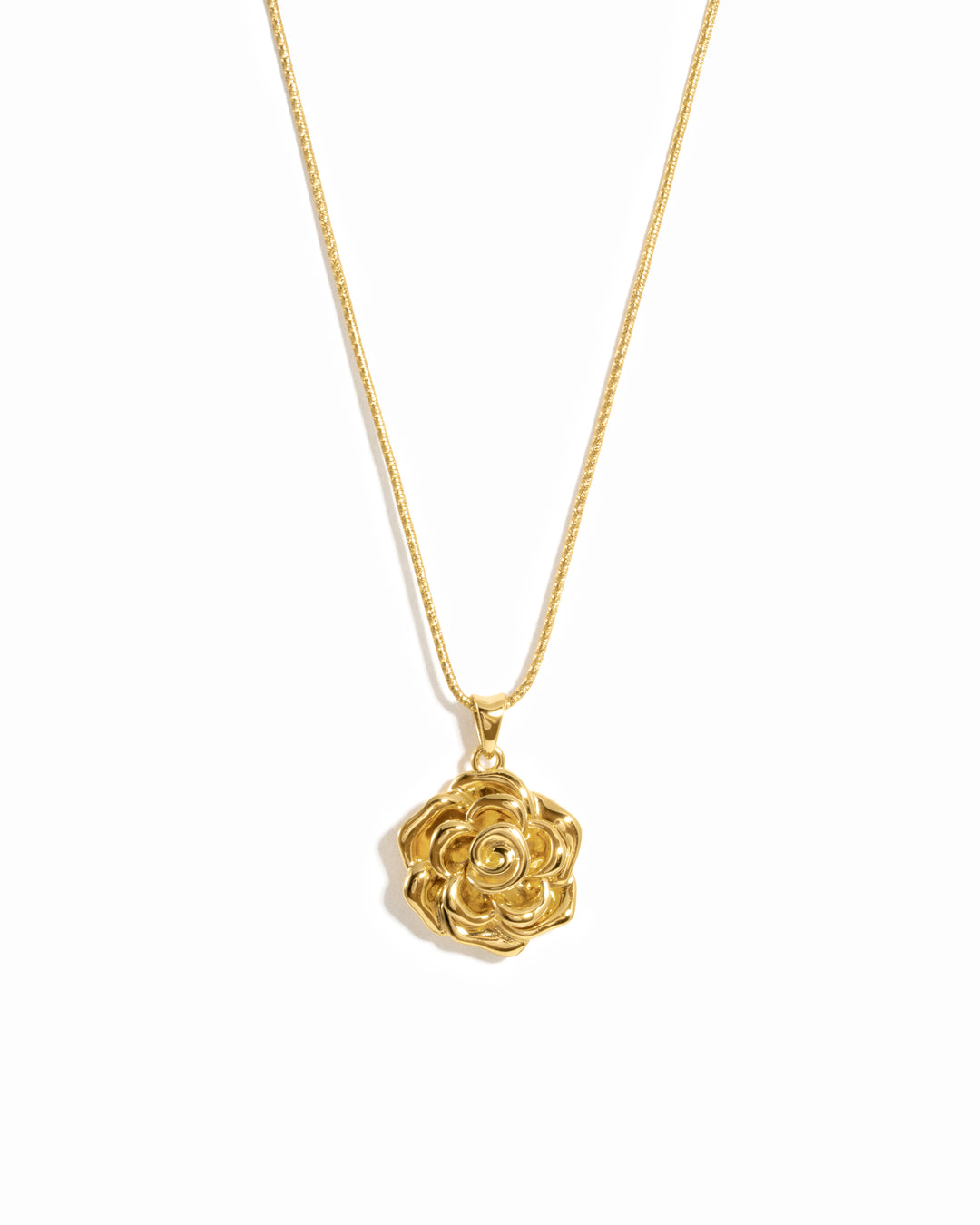 Gold flower pendant necklace by Sami Jewels featuring a delicate rose design, perfect for elegant jewelry collection.