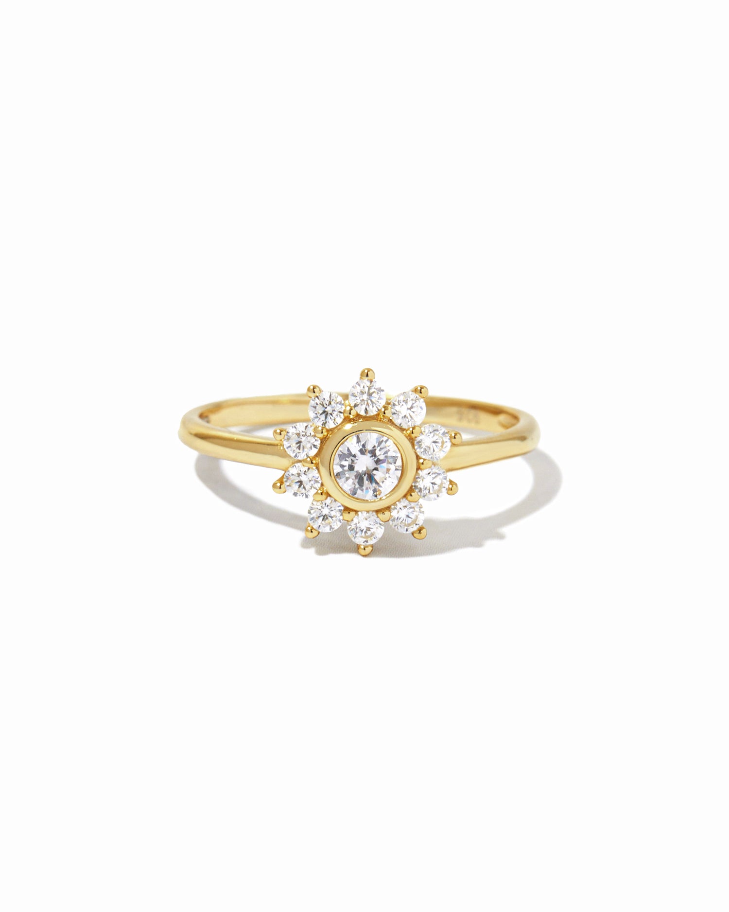 gold diamond flower ring