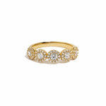 5 stone halo diamond ring made of 925 sterling silver plated in 14k gold