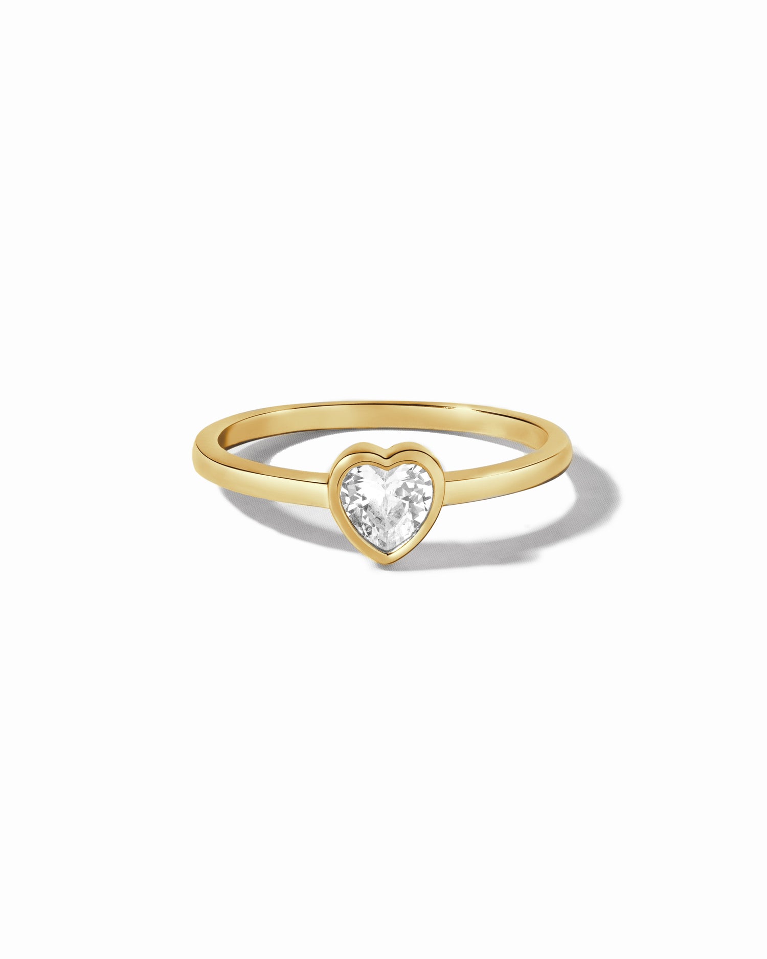 gold bezel heart ring