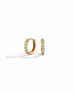 gold mini hoop earrings with cubic zirconia stones