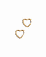 minimalist gold heart huggie hoop earrings