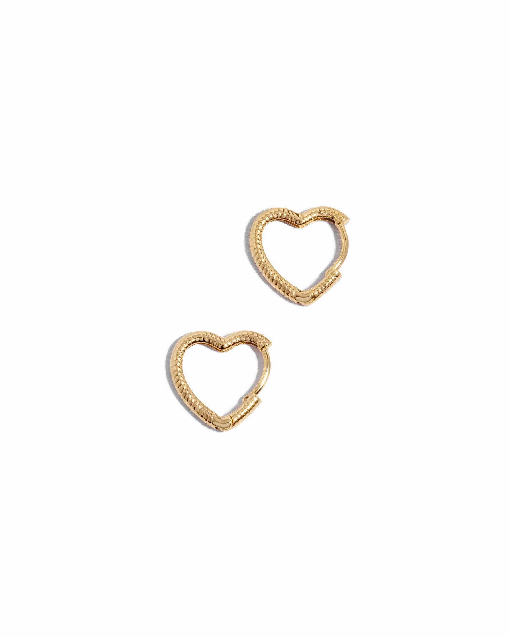minimalist gold heart huggie hoop earrings