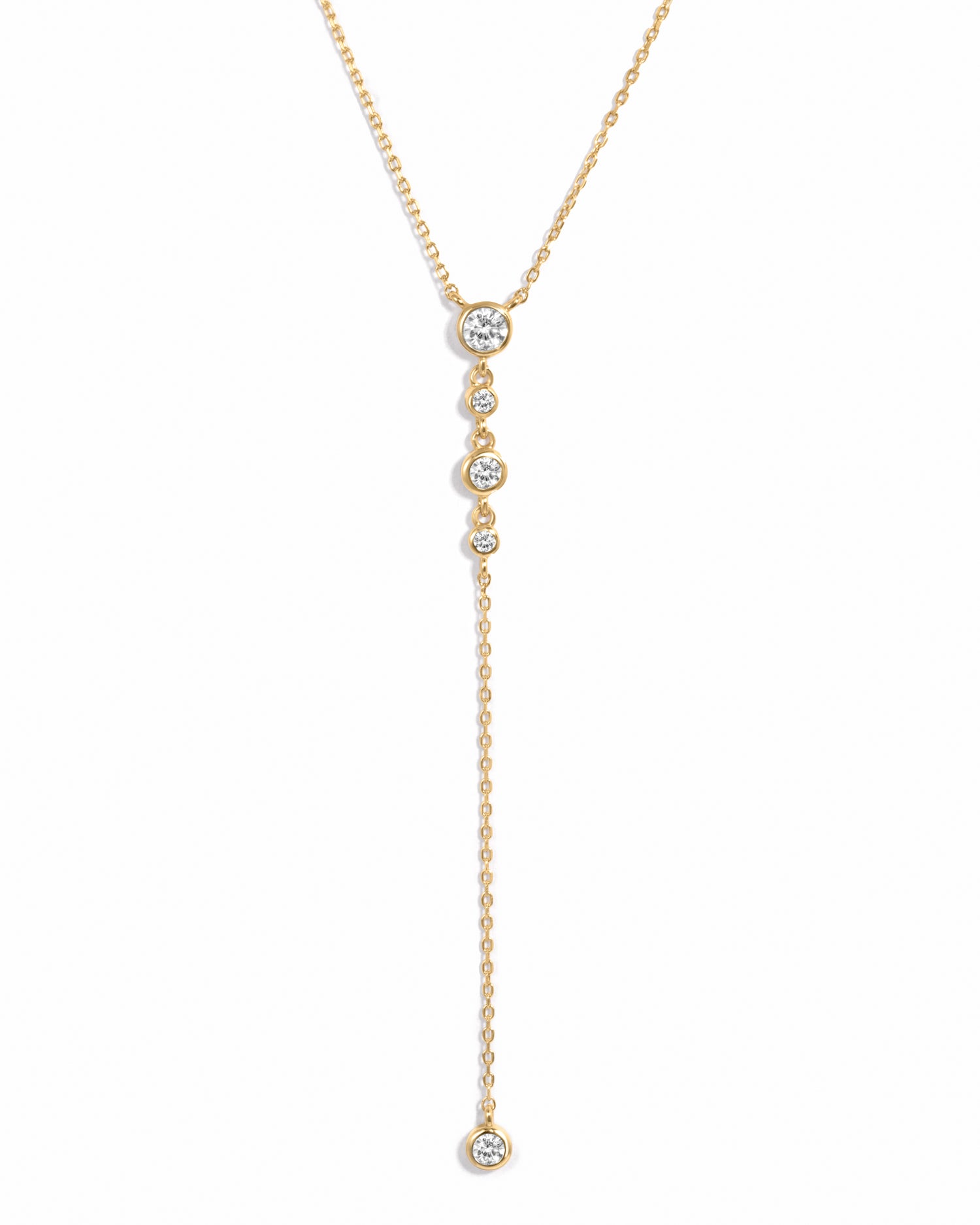 Gold diamond lariat necklace