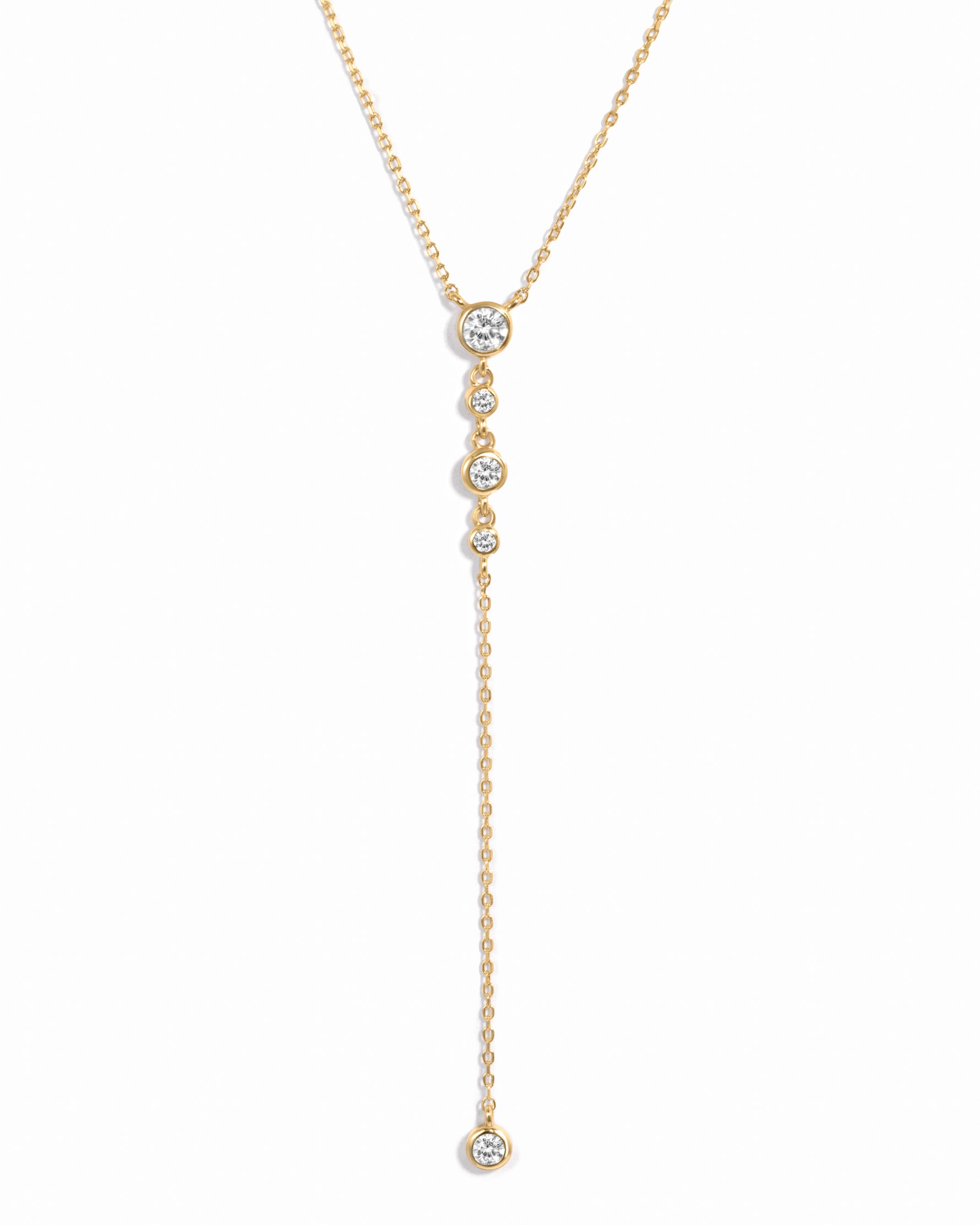 Gold diamond lariat necklace