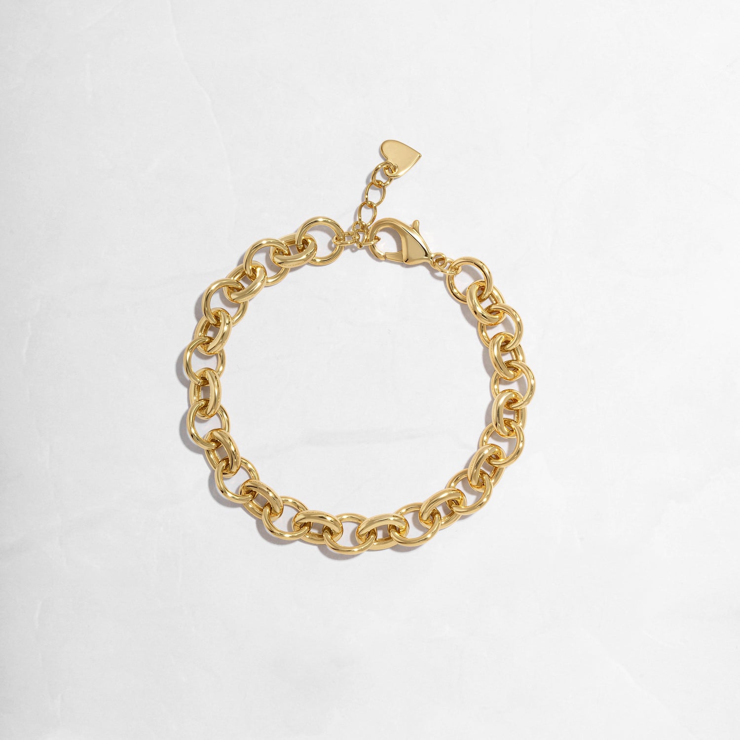 Closeup image of chunky gold bracelet